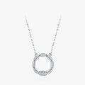 Ailmay 925 Sterling Silver Irregular Geometric Round Circular Pendant Necklace for Women Statement Minimalist Jewelry Gift