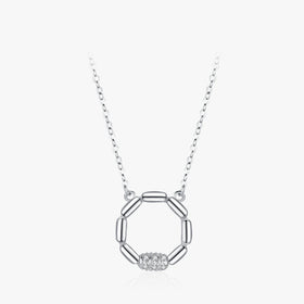 Ailmay 925 Sterling Silver Irregular Geometric Round Circular Pendant Necklace for Women Statement Minimalist Jewelry Gift