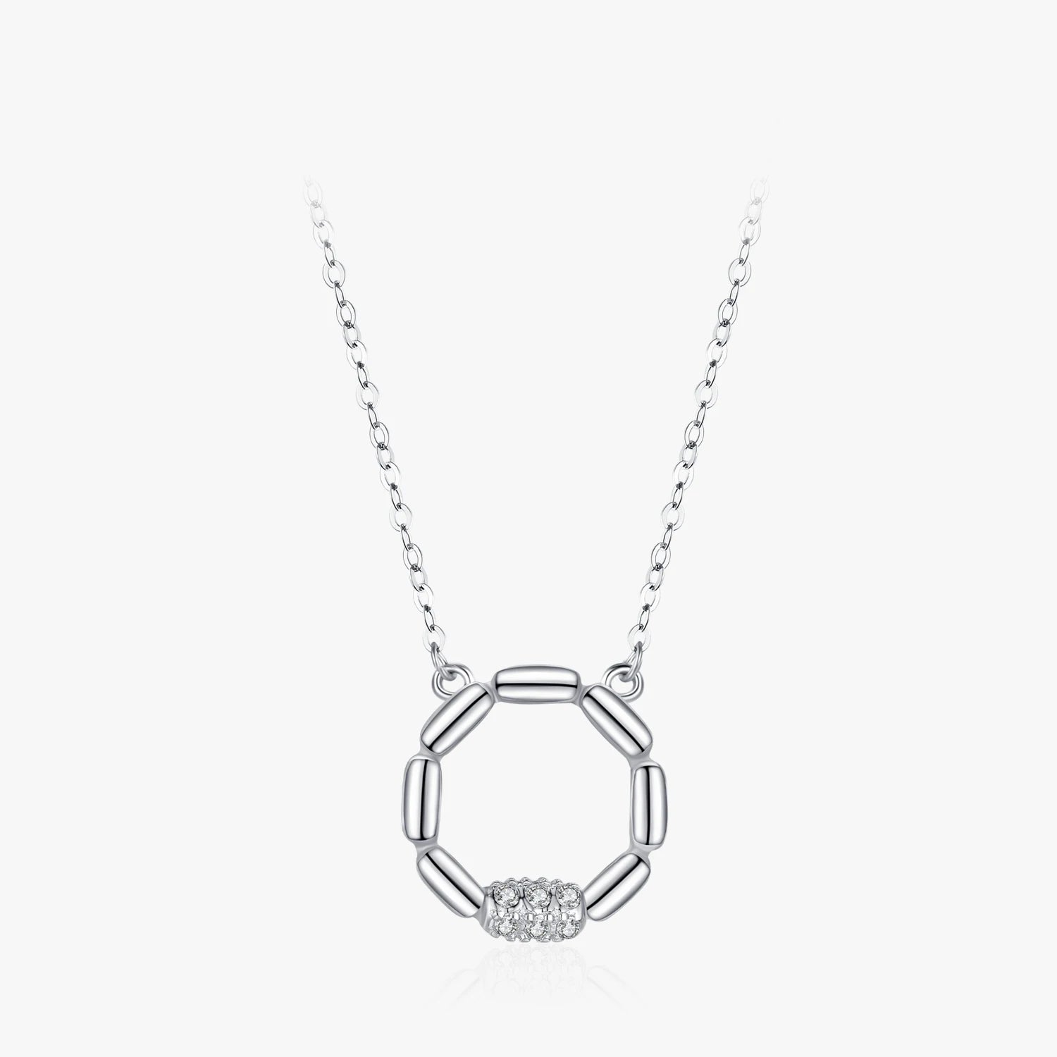 Ailmay 925 Sterling Silver Irregular Geometric Round Circular Pendant Necklace for Women Statement Minimalist Jewelry Gift