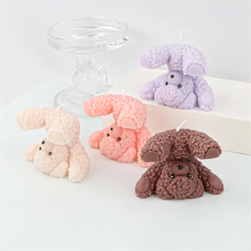 T87  Hot Selling Custom Cartoon Inverted Teddy Bear Cute Soy Wax Scented Candles Souvenir Shooting Props