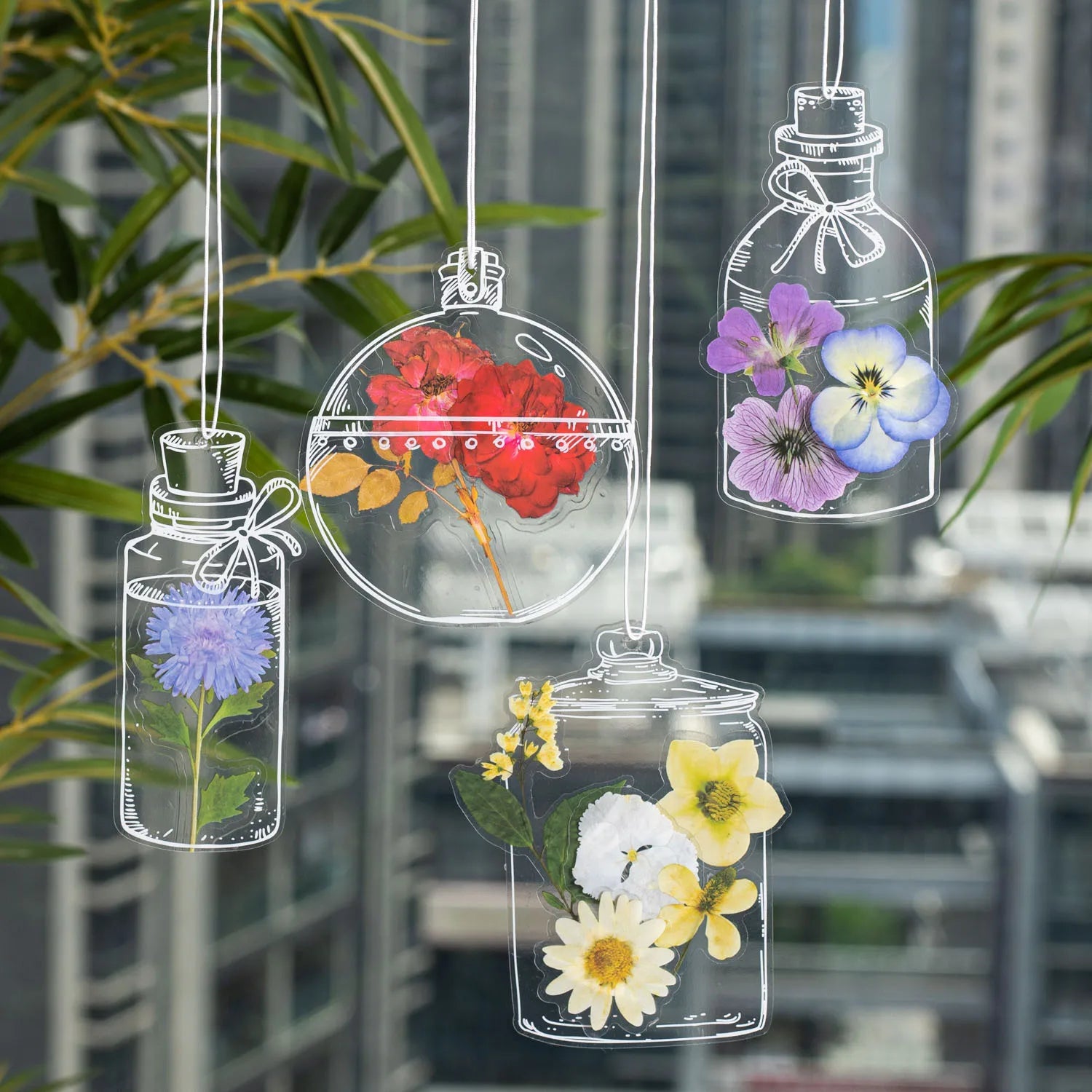 45 Pieces/pack Stickers Dried Flower Memory Series Dried Flower Bottle DIY Journal Material Stickers  Into 6 Options