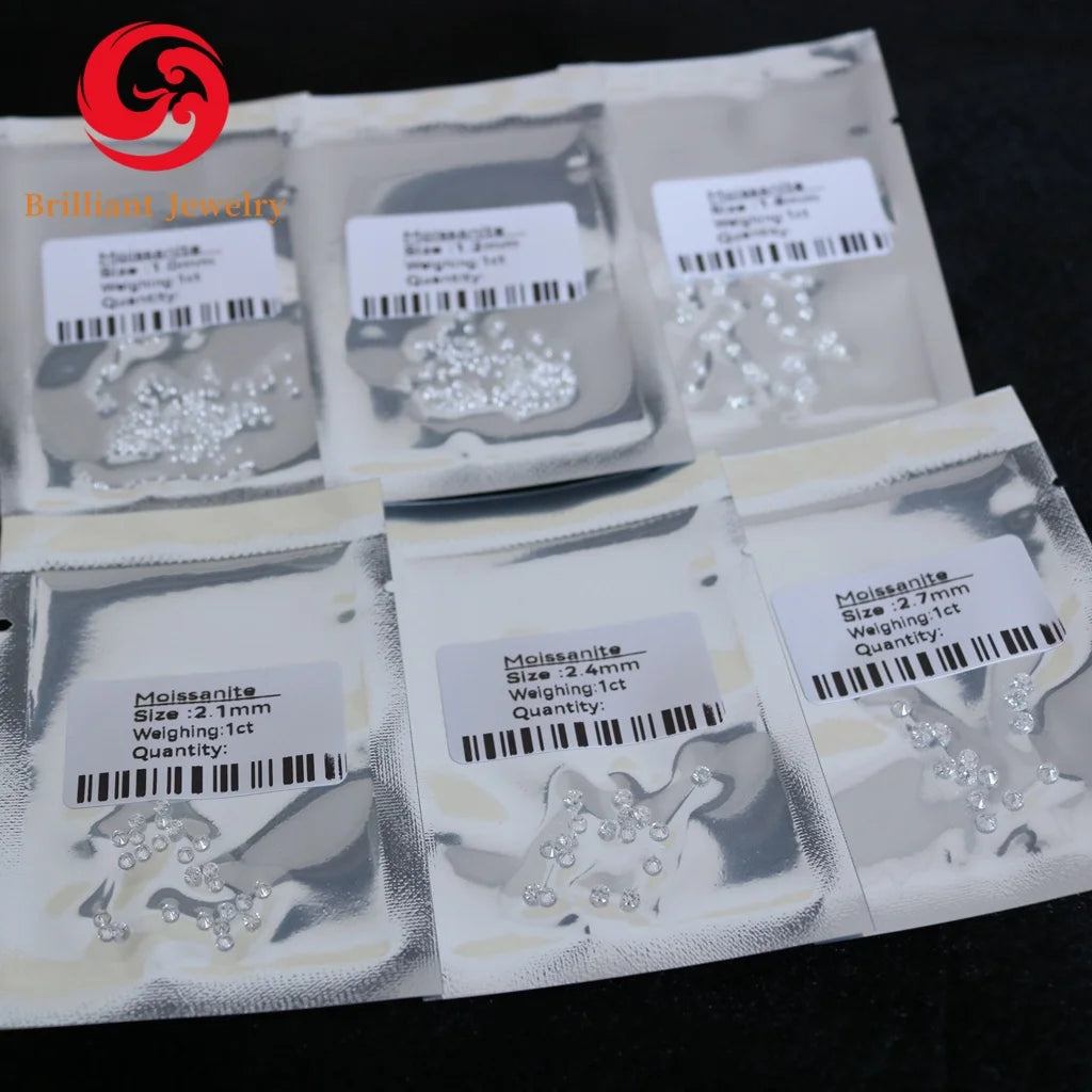 Factory Wholesale White Colored 1 Carat Round Loose Moissanite Stones DEF GH VVS VS 0.7-2.9mm Wholesale Price