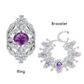 C9432 Factory Direct Jewelry 925 Sterling Silver Ring Bracelet Oval Cut Amethyst Purple Gemstone Jewellery Set