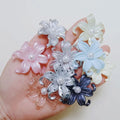 100Pcs/Bag OEM Resin Lily Flower Cabochons Beautiful White Black Pearl Center Floral Beads Hair Accessories DIY Slime Toys