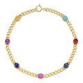 18K Gold Plated Stainless Steel Jewelry Multicolor Stones Thick Cuban Chain Accessories Necklace P213257