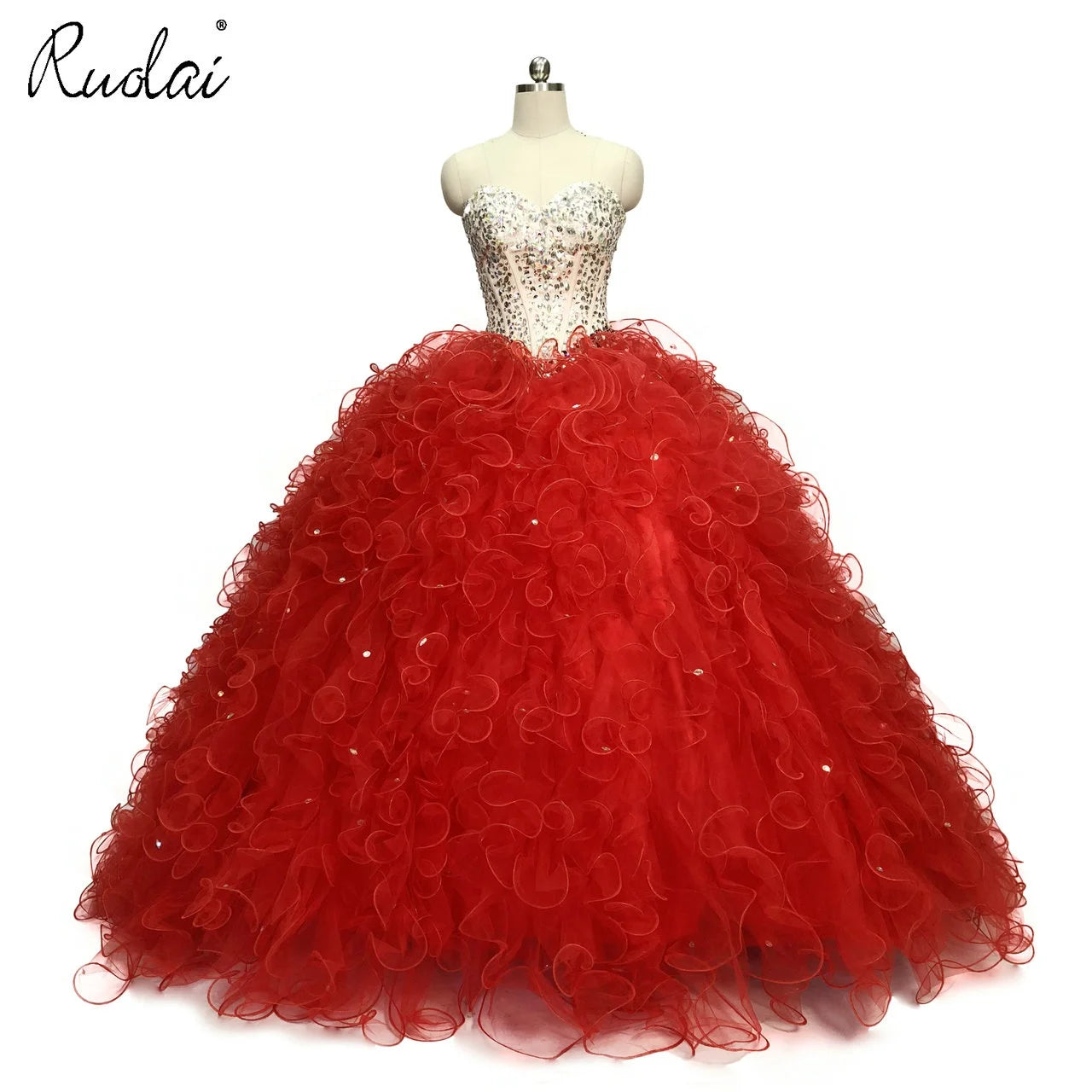Ruolai OEV-L4031 Sweetheart Neckline Beading Quinceanera Dresses Tiered Tulle Dresses for Quinceanera
