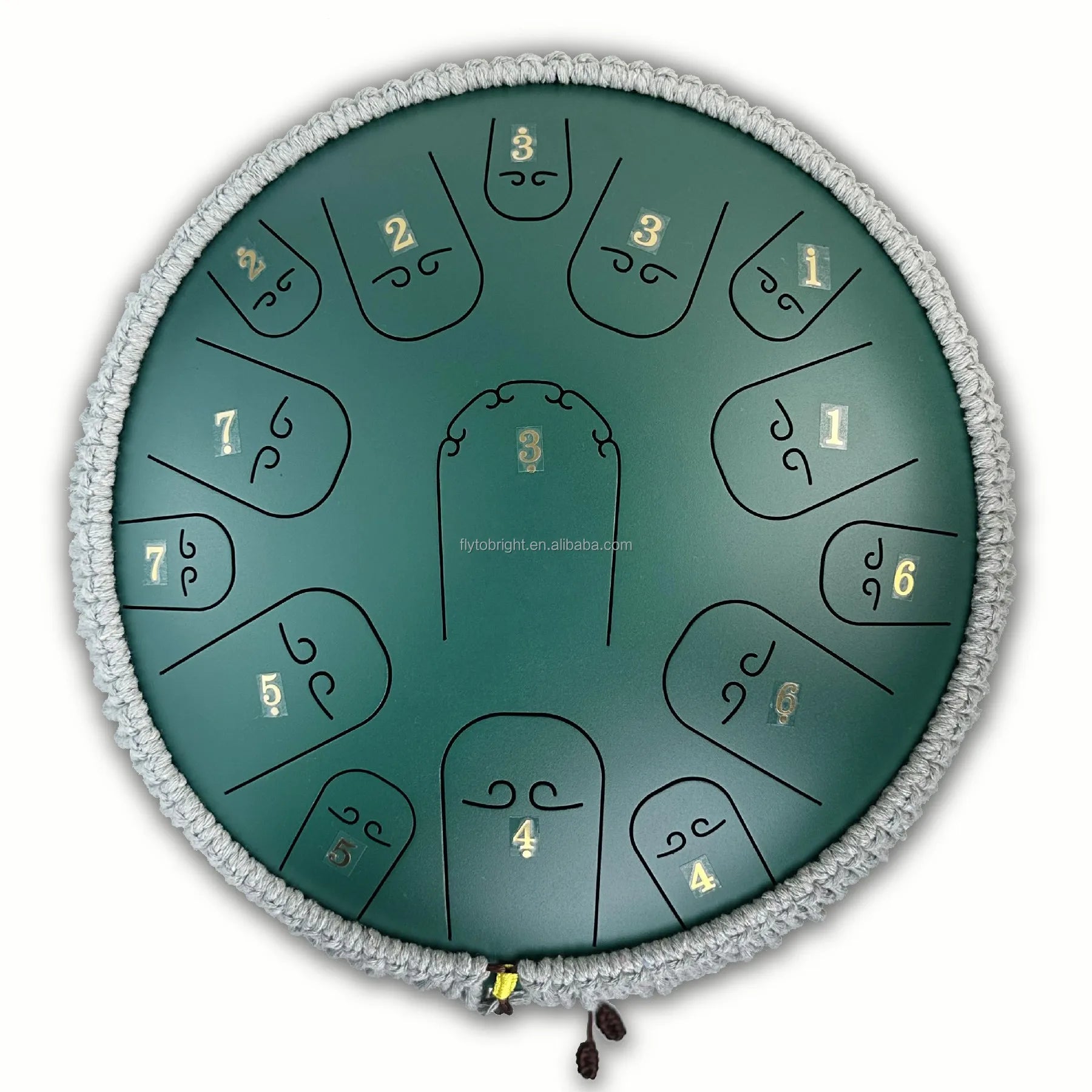Factory Offer 14inch 15Note Dark Green Steel Tongue Drum Handpan C Major Tongue Drum