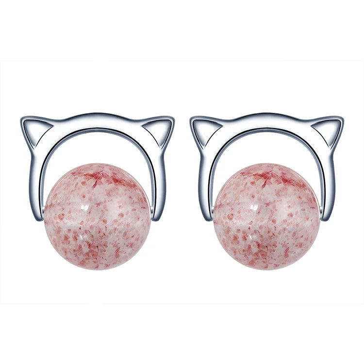 Designer 925 Sterling Silver Cat Stud Earrings Trendy Rhodium Plated for Children for Engagement Wedding Party Great Gift Idea
