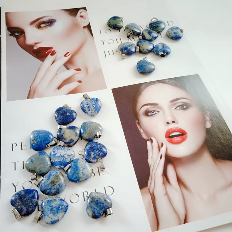 HZ Chinese Factory Heart Pendants Necklace Lapis Crystal Shape Pendant in Low Price MegaBDM