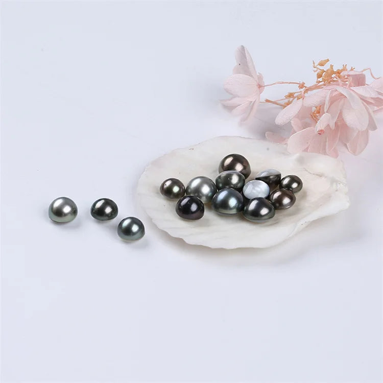8-11mm Wholesale Natural Tahiti Black Mabe Pearls Loose Flat Back Pearls
