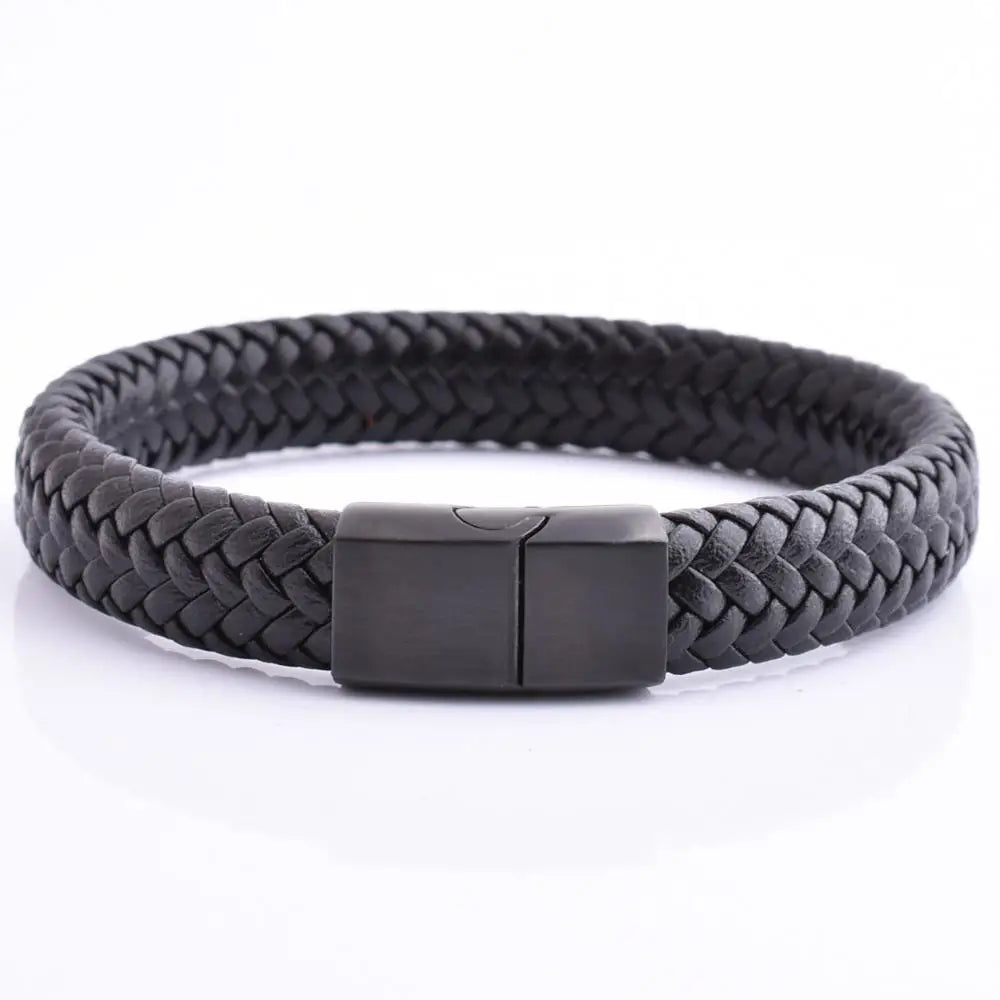 Wholesale Luxury Custom Logo Men's Magnetic Clasp Men Jewelry Bracelet Real Leather Bracelet