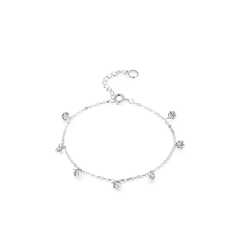Daidan Bling Bracelet Women Elegant Simple Cubic Zirconia Sterling Silver Charm Bracelet