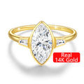 Value Sale Gold Jewelry Woman Birthday Holiday Gift Engagement 2 Carat Marquise Cut Moissanite 3 Stone 14K Gold Hollow Ring