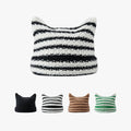 High Quality New Fashion Winter Warm Knitted Hat Cute Striped  Ear Beanie Cap for Women for Beach and Travel