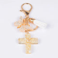 Wholesale Resin Bag Pendant Key Chain Trinket Accessories Gift Butterfly Jesus Christian Cross Charms Keychain With Tassels