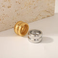 Hot Selling Wide Ring Rim Double Layer Textured Titanium Jewelry Stainless Steel Ring