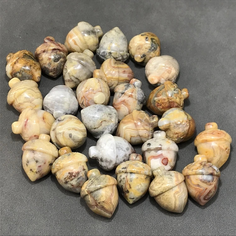 DIY Natural Crazy Agate Hazelnut Jewelry Carving Home Decoration Crystal Crafts Christmas
