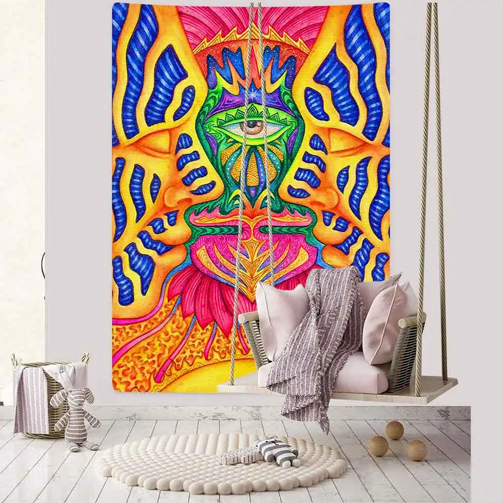 Forest Tree Tapestry Elephant Psychedelic Mushroom Wall Hanging Tapestries for Living Room Bedroom Home Dorm Decor
