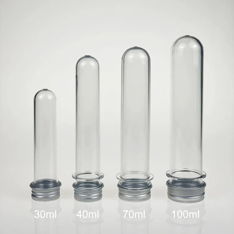 70ml Food Grade PET for Clear Plastic Test Tube with Aluminum Screw Caps for Candy Display and Storage