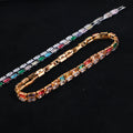 Fashionable Double-Layered Bracelet for Women Colourful Cubic Zirconia Tennis Bling Jewelry with Brass Material