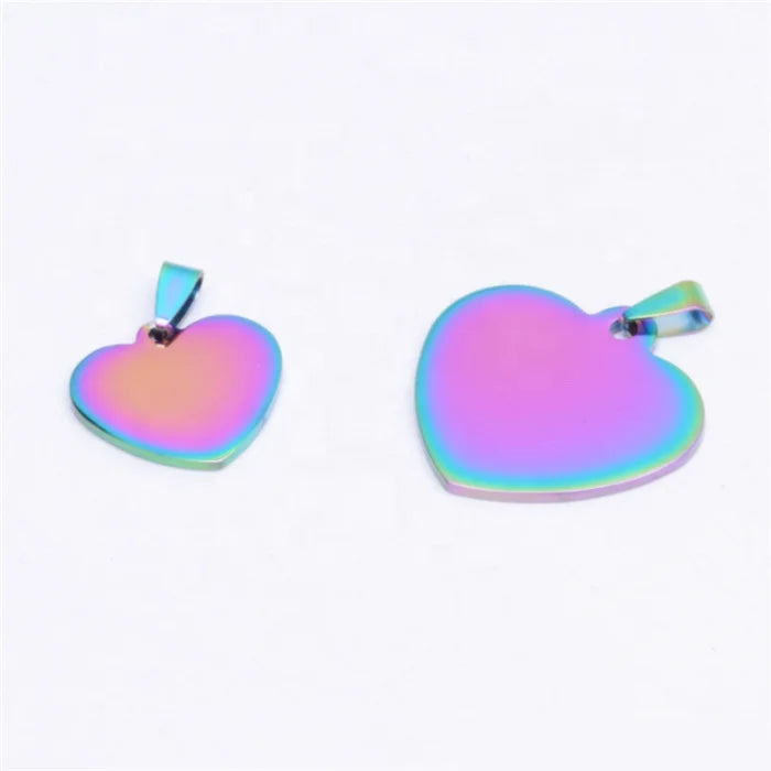 Stainless Steel rainbow Plated Heart Cat Dog Tag in Stock
