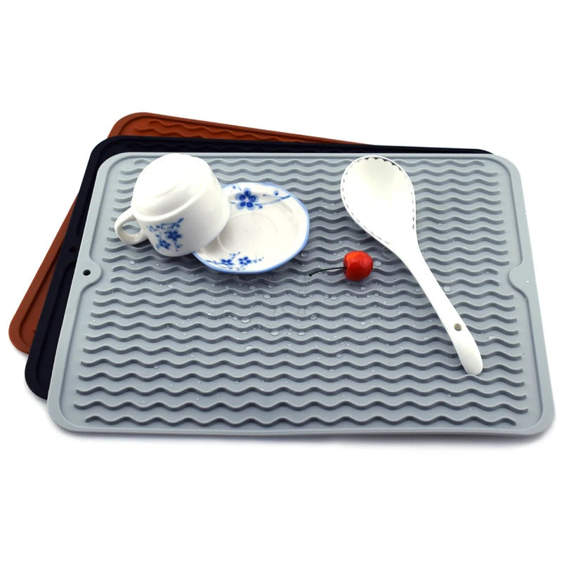 30x40CM Silicone Dish Drying Mat Large Draining Mats Eco-Friendly Heat Resistant Pot Mat Dishwasher Safe