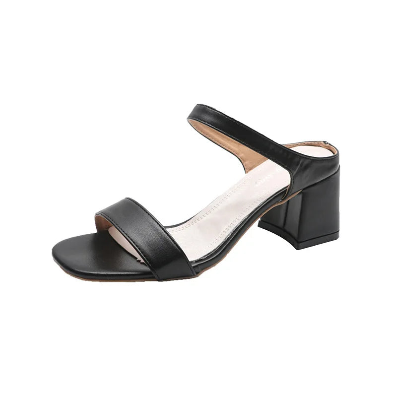 Best Selling One Strap Women's High Heeled Sandals Convenient One Stirrup Ladies's Chunky Heeled Sandals Casual Women's Shoes