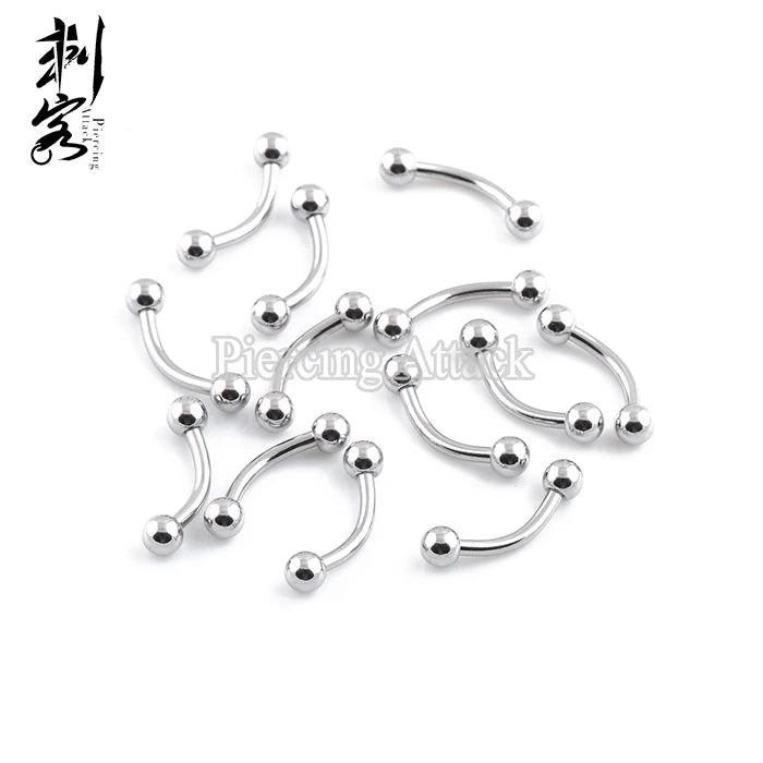 Titanium Externally Threaded Ball Curved Barbell Banana Eyebrow with Ball Body Piercing Jewelry