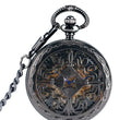 Hollow Pendant Self Winding Clock Automatic Flower Mechanical Skeleton Roman Pocket Watches