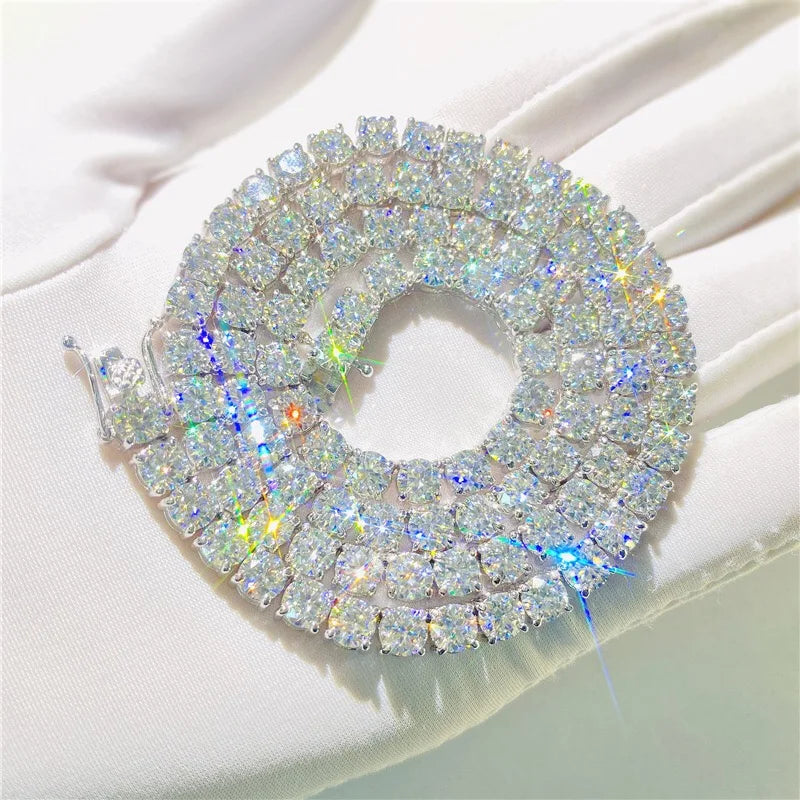 Holycome Silver Gold Custom Jewelry  Hip Hop Bling Bling VVS1 3MM 4MM 5MM 6.5MM Ice Out Diamond Moissanite Tennis Chain