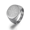 Viking Man Jewelry Stainless Steel Compass Silver Ring Customize Name Logo Gold Man Ring