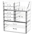 8 Drawers Acrylic Vanity Organizer 3 Pack Clear Make Desk Organizer 8 Stackable Drawers Cute Makeup Jewelry Hair Clip Beauty