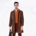 2023 Bosha Men'S Long Trench Coat Designer Single-Basted Made-To-Measure With Turn-Down Collar and Buttons
