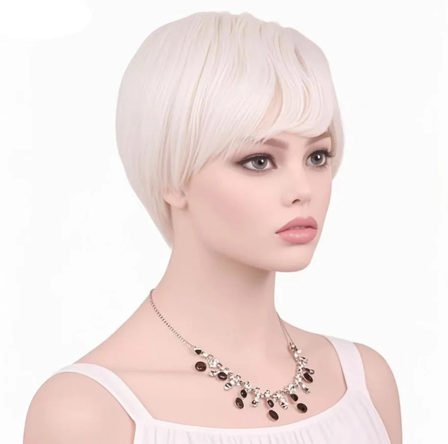 12 Inch Short White Kinky Curly Glueless Synthetic Fiber Party Wig Pre Plucked for Black Women Fashion Wholesale