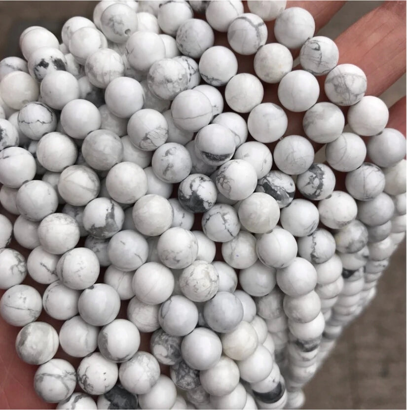 Natural White Howlite GemstoneRound Loose Beads 4 6 8 10 12mm for Jewelry Making Stone Beads