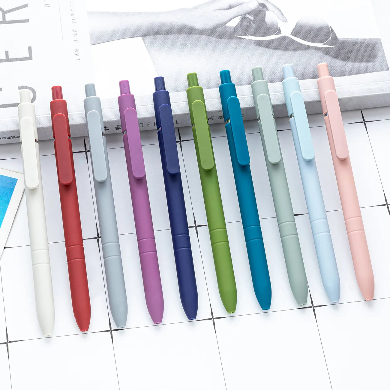Morandi Color ABS Gel Pen New Student Printable Logo Stationery with Glitter White Blue Pink Purple Ink for Advertising Gift Pen