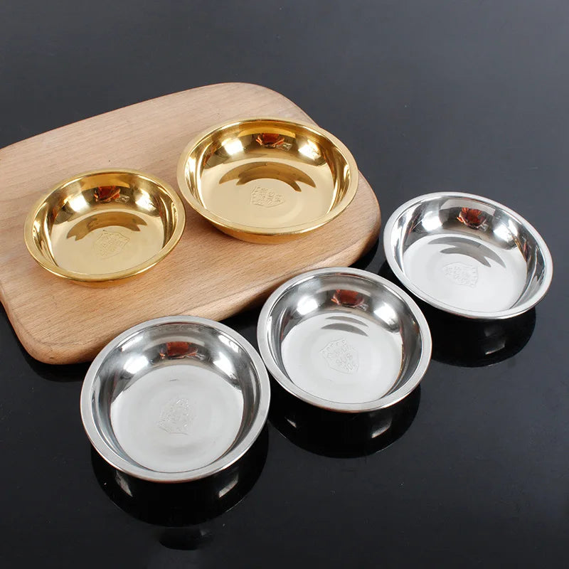 Gold Dinner Candle Dishes Stainless Steel Dinner Plate & Dishes Thicken Metal Restaurant Supply Dinner Plates Factory Wholesale
