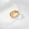 Fenny 18K Gold Plated Wholesale Tarnish Free Cute Sweety Enamel White Daisy Stainless Steel Finger Ring Trend for Women