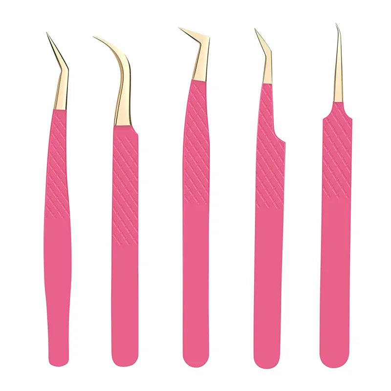 Private Label Individual Faux Mink Lash Extensions Eyelash Tweezers Curved Stainless Steel Serrated Tip 10-18cm Length