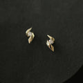 14K Gold Plated Pure 925 Sterling Silver Luxury Simple Rotating Shape Zircon Stud Earrings for Women Girls