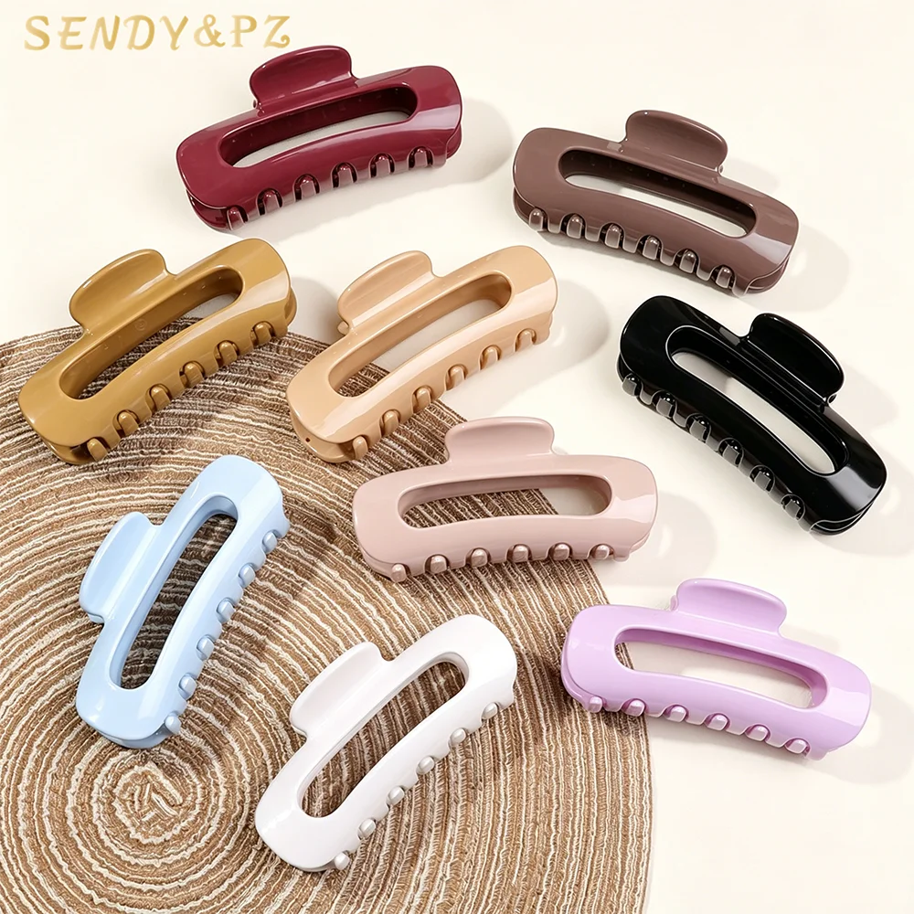 11.5cm New Soft Silicone Solid Color Hair Clip Claw Elliptical Closure Safe Hair Accessories Elegant Rectangular Hair Claw Women