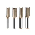 1/4" and 6mm Round Shank Double Flutes Hard Tungsten Carbide Straight Router Bit Set for Grooving and Trimming Woodworking Tools