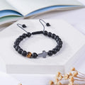 2023 Retro 8mm Natural Black Matte Tiger Eye Stone Woven Healing Crystal Bracelets With Message Card for Men Women