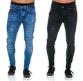 Men Stacked Denim Pants Casual Blue Black Slim Fit Mens Jeans Skinny Stretch Men's Jeans Locomotive Denim Pant