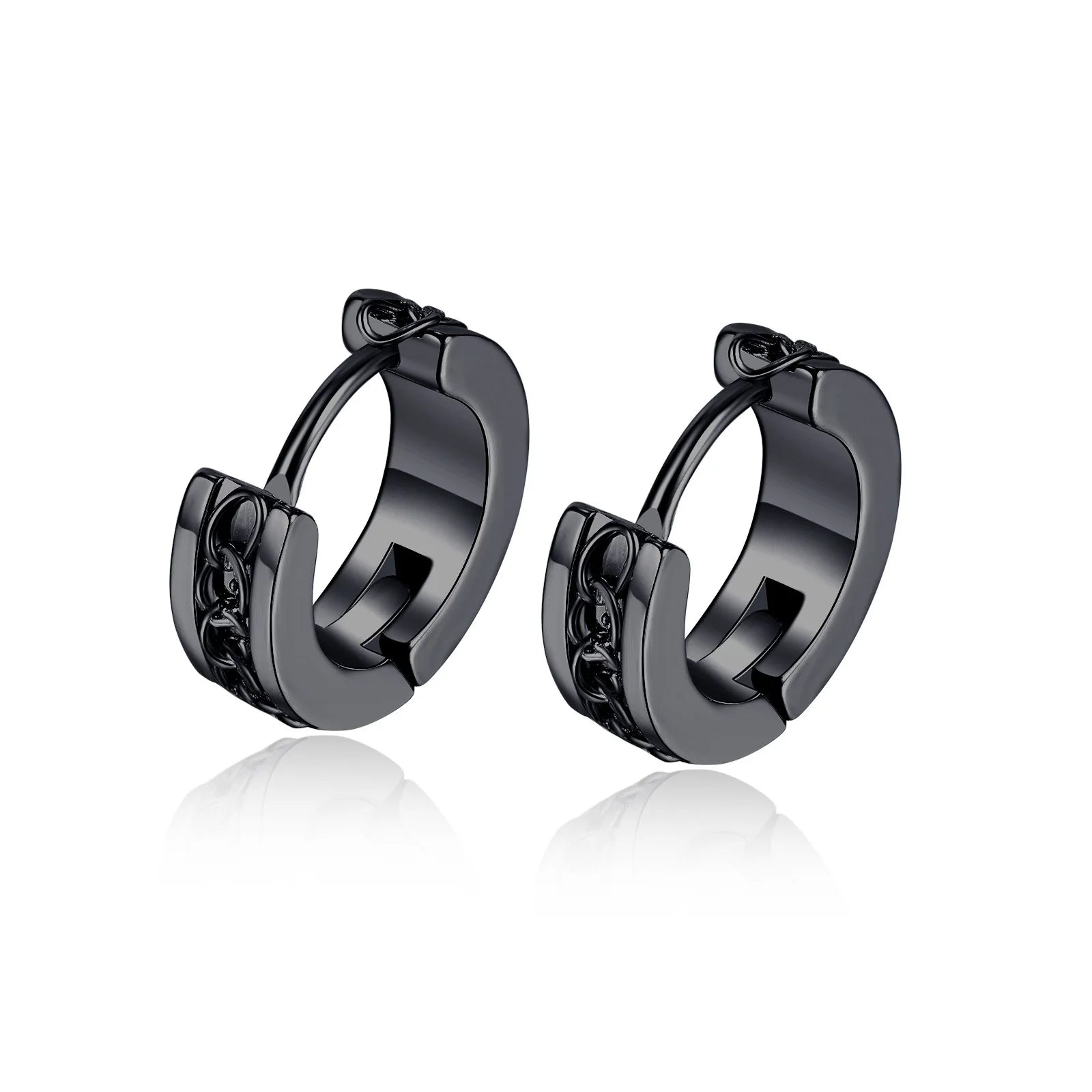 Hip Hop Rock Stainless Steel Earrings Fashion Personalized Chain Link Hoop Earring for Men and Women