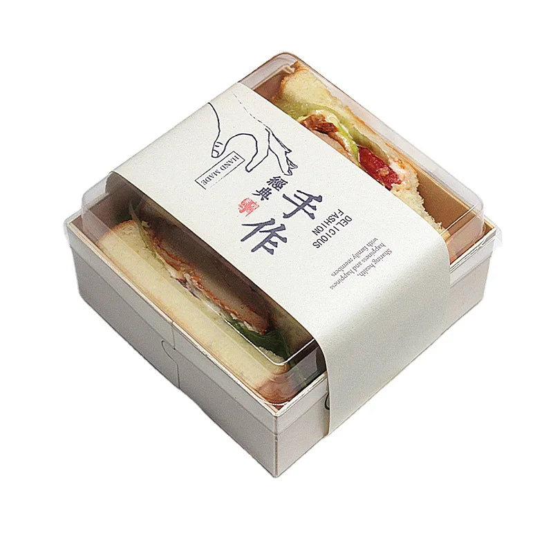 Disposable Take Away Lunch Box Tiramisu Cake Packaging Box Chocolate Wooden Box