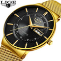 9949 Relogio Masculino 2022 LIGE New Mens Watches Top New Luxury Ultra Thin Quartz Watch Men Steel Mesh Waterproof Gold Watch