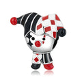 925 Sterling Silver Poker Clown Charm Red Black Enamel Beads Pendant Fit Woman Bracelet Fashion Jewelry DIY SCC2237