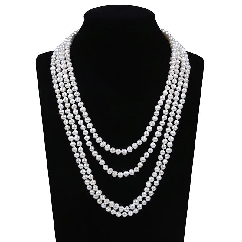Zhuji Wholesale Natural 7-8mm Potato Pearl Long Pearl White Freshwater Pearl Necklace