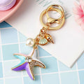 Cute Keychain Colorful Starfish Shell Conch Key Ring Personality Beach Key Chains Women Men Car Key Bag Pendant